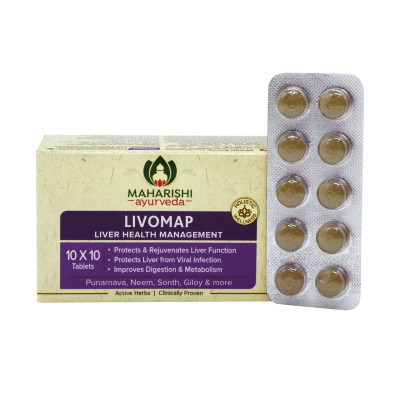 Лівомап (Livomap) Maharishi Ayurveda — аюрведична рослинна добавка для підтримки печінки, 100 таблеток